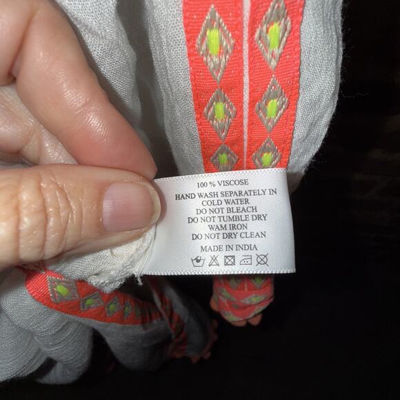 America & Beyond Boho Fringe Neon Embroidered Dress Tassel Ties NEW w/TAG Sz M - Picture 7 of 7